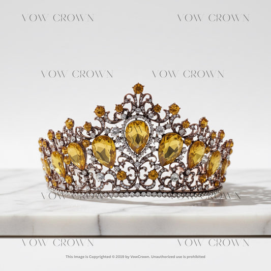 Antique Bronze Crystal Crown, Gothic Wedding Tiara