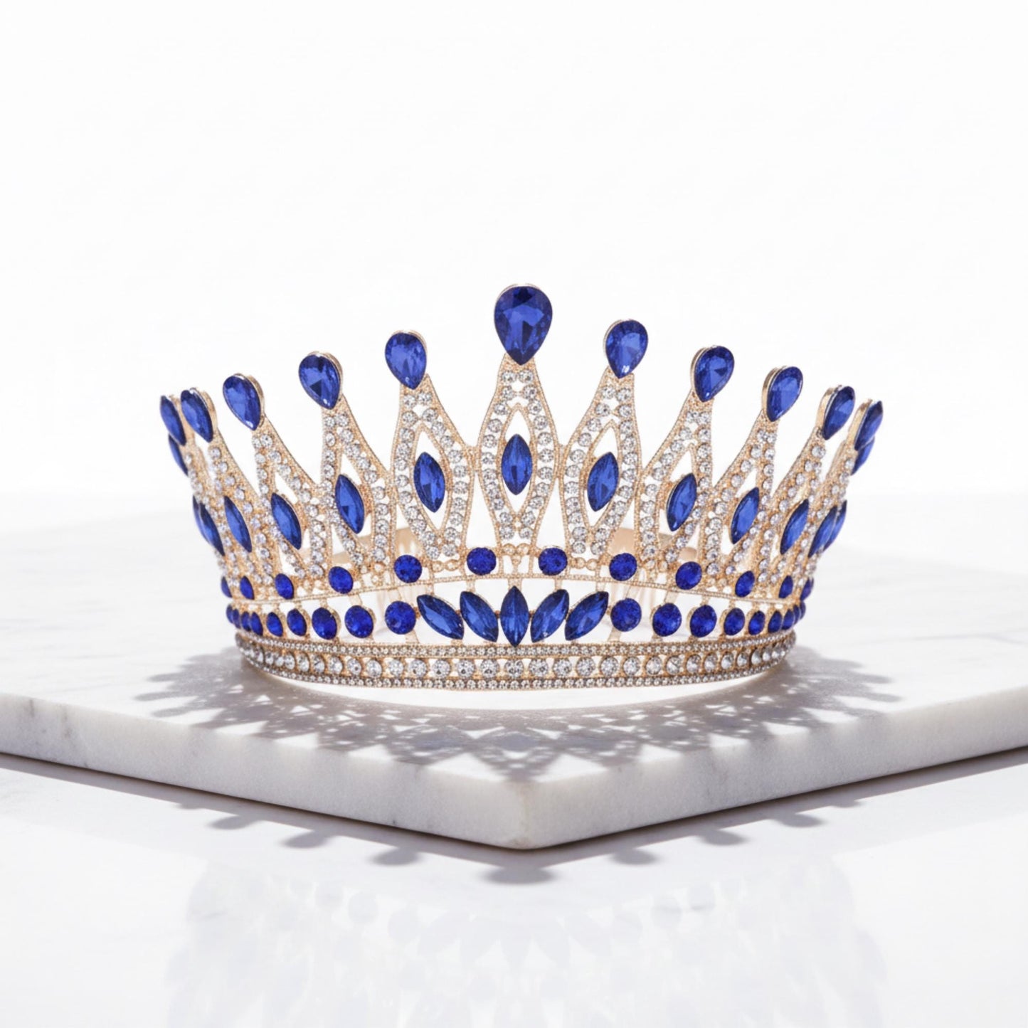 Tall Gold and Green Blue Red Purple AB Rhinestone Tiara | Bridal Tiara Pageant Diadem