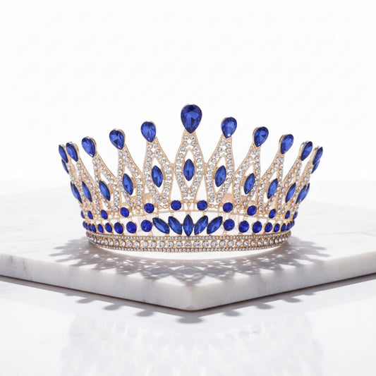 Tall Gold and Green Blue Red Purple AB Rhinestone Tiara | Bridal Tiara Pageant Diadem