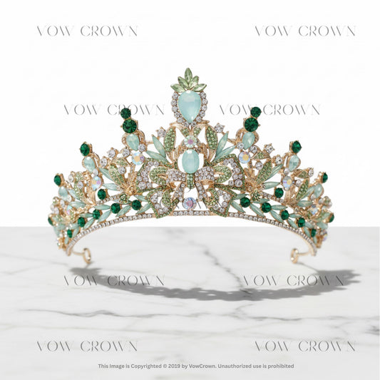 Pink Blue Opal Crystal Bowknot Tiaras For Women | Luxury Bridal Rhinestone Crown Hair Accessories