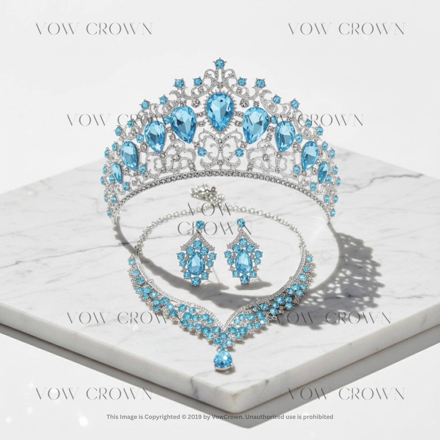 Emerald Green Crystal Tiara Necklace and Earrings Set, Bridal Rhinestone Jewelry