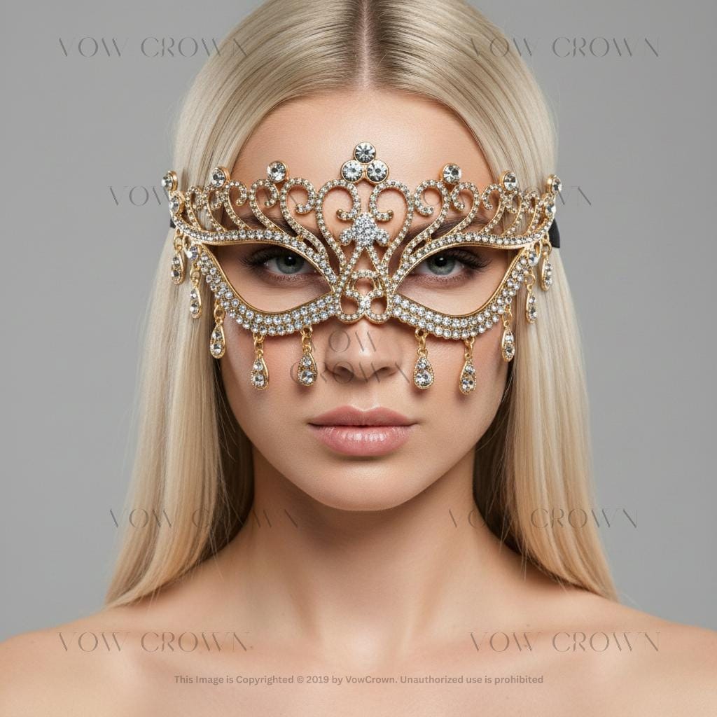 Crystal Rhinestone Masquerade Mask | Venetian Party Ball