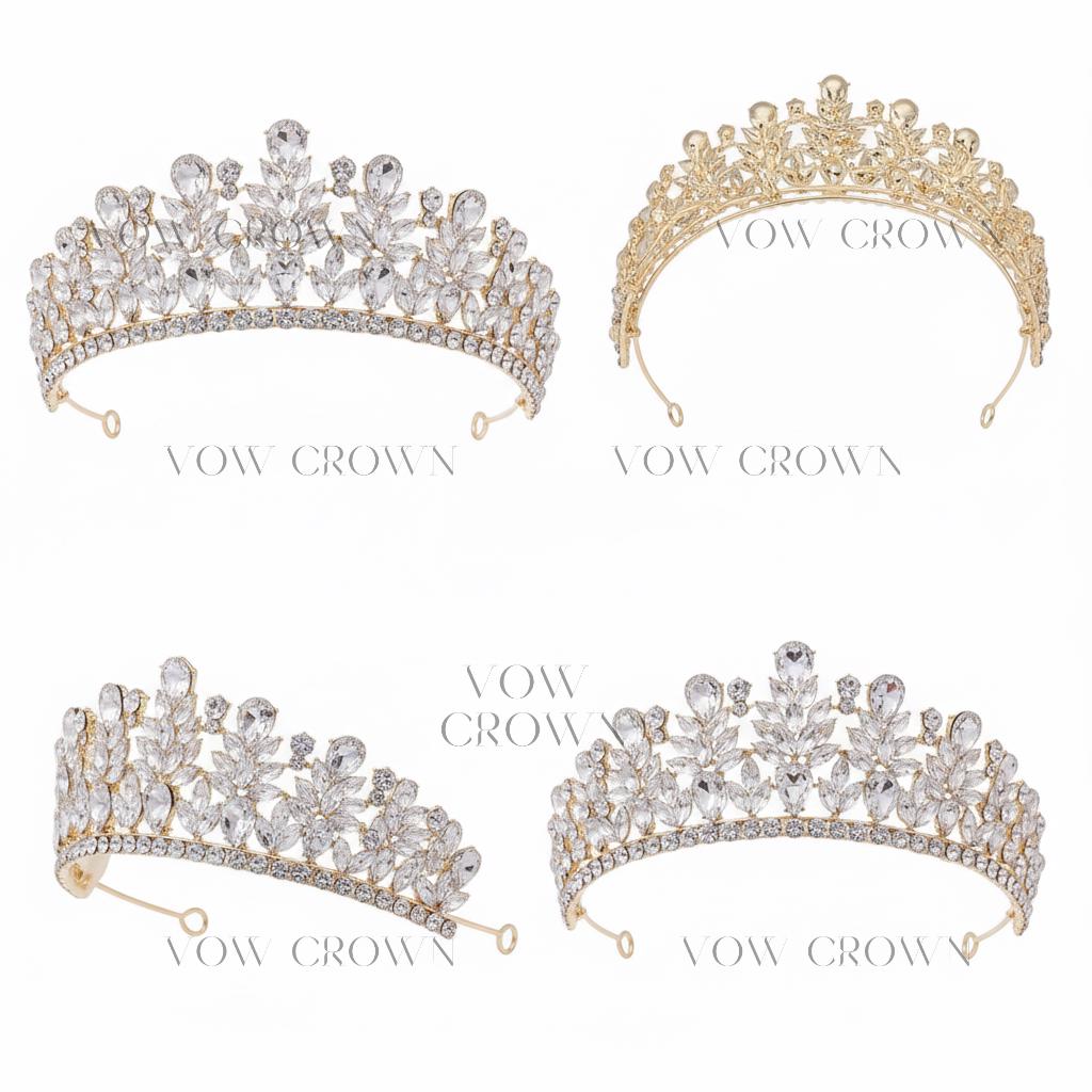 Wedding Headdress Accessories | Princess Baroque Tiaras Crown | Rhinestone Crystal Leaves Crown Headpieces