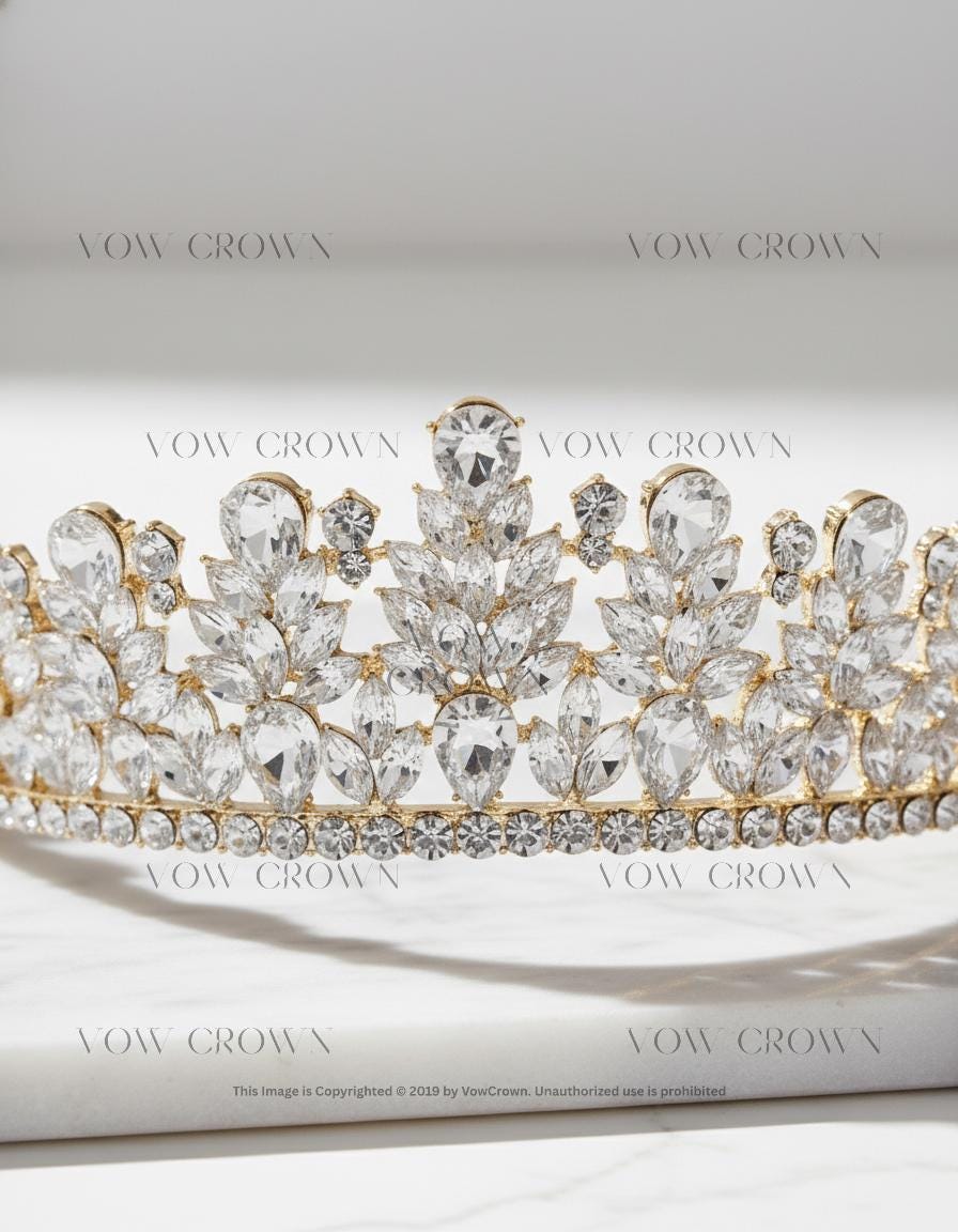 Wedding Headdress Accessories | Princess Baroque Tiaras Crown | Rhinestone Crystal Leaves Crown Headpieces