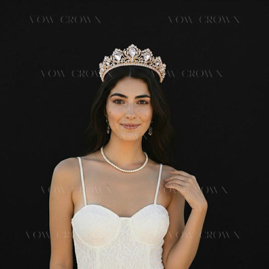 Gold Crystal Bridal Tiara | Vintage Baroque Rhinestone Wedding Crown
