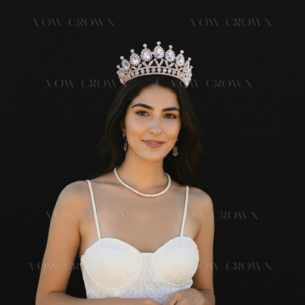 Gold Baroque Crystal Bridal Tiara | Rhinestone Princess Crown