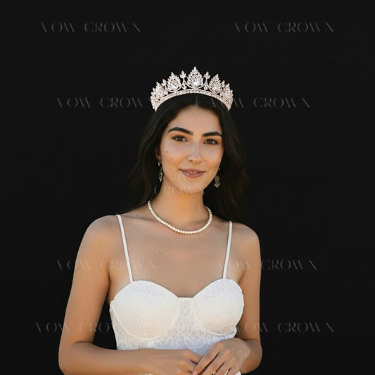 Gold Bridal Tiara | Baroque Crystal Rhinestone Princess Crown