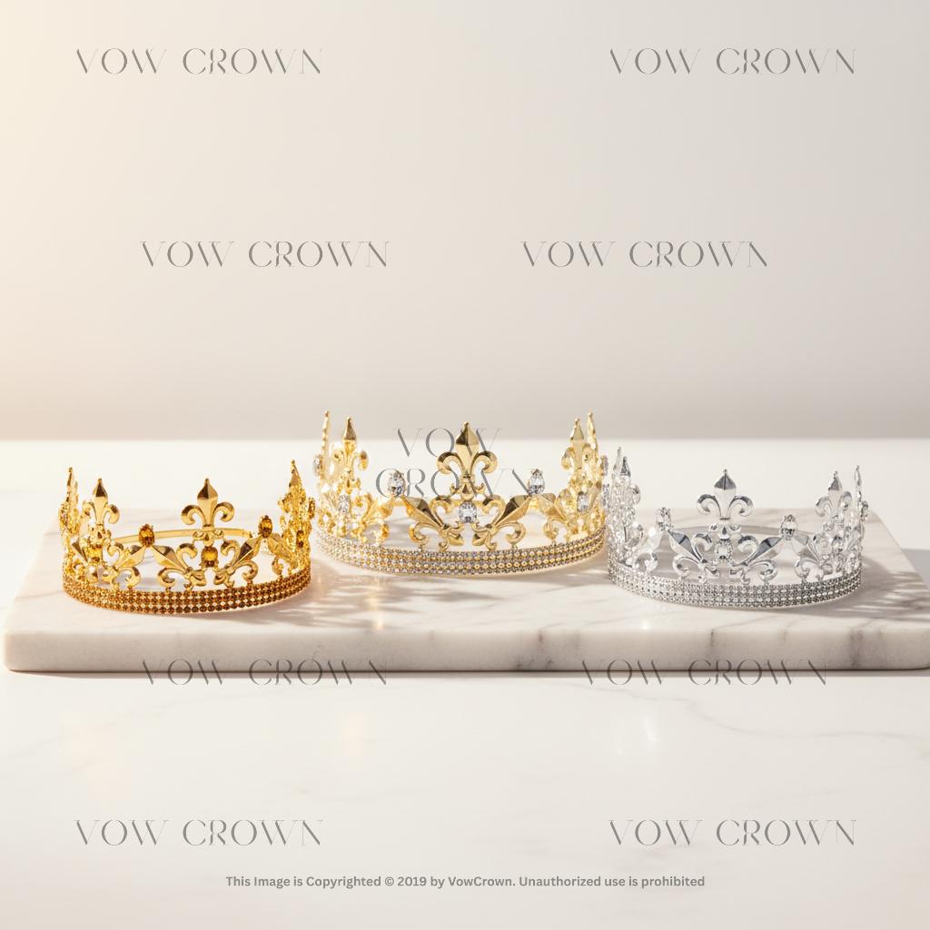 Gold King Crown | Clear Crystal Medieval Headpiece