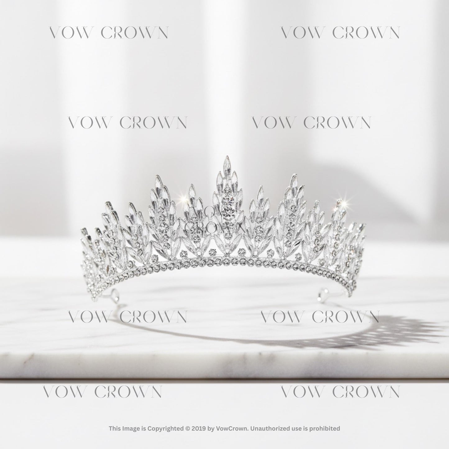 Luxury Silver Crystal Bridal Tiara | Tall Princess Wedding Crown | Sparkling Rhinestone Queen Diadem