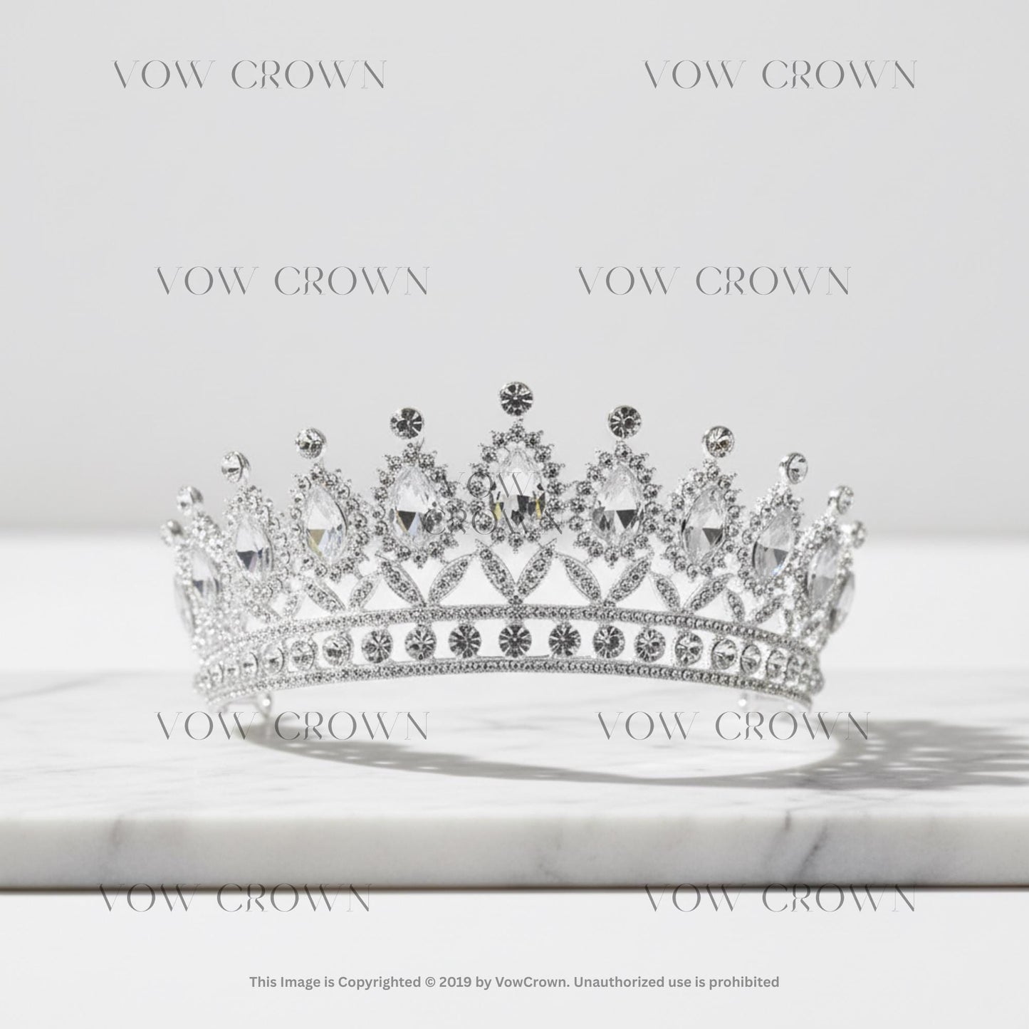 Luxury Silver Teardrop Crystal Bridal Tiara | Classic Wedding Crown | Elegant Rhinestone Princess Headpiece