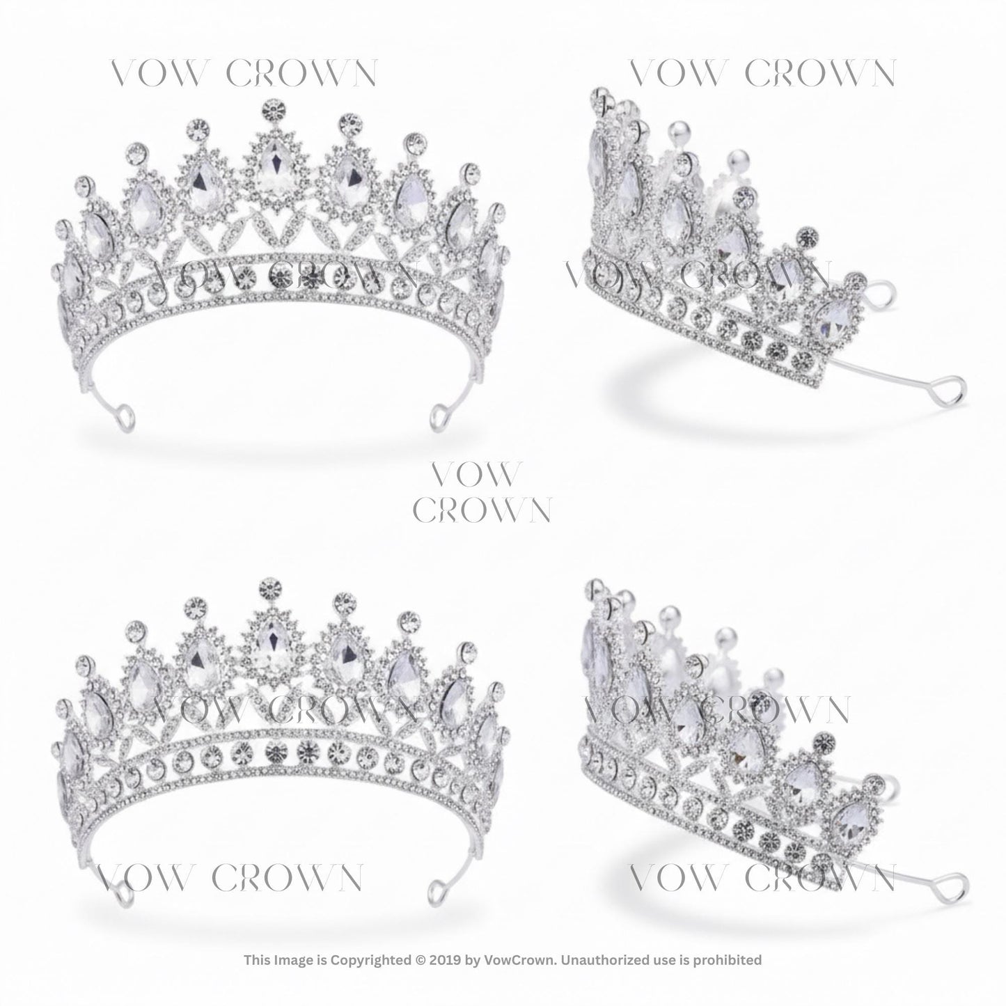 Luxury Silver Teardrop Crystal Bridal Tiara | Classic Wedding Crown | Elegant Rhinestone Princess Headpiece