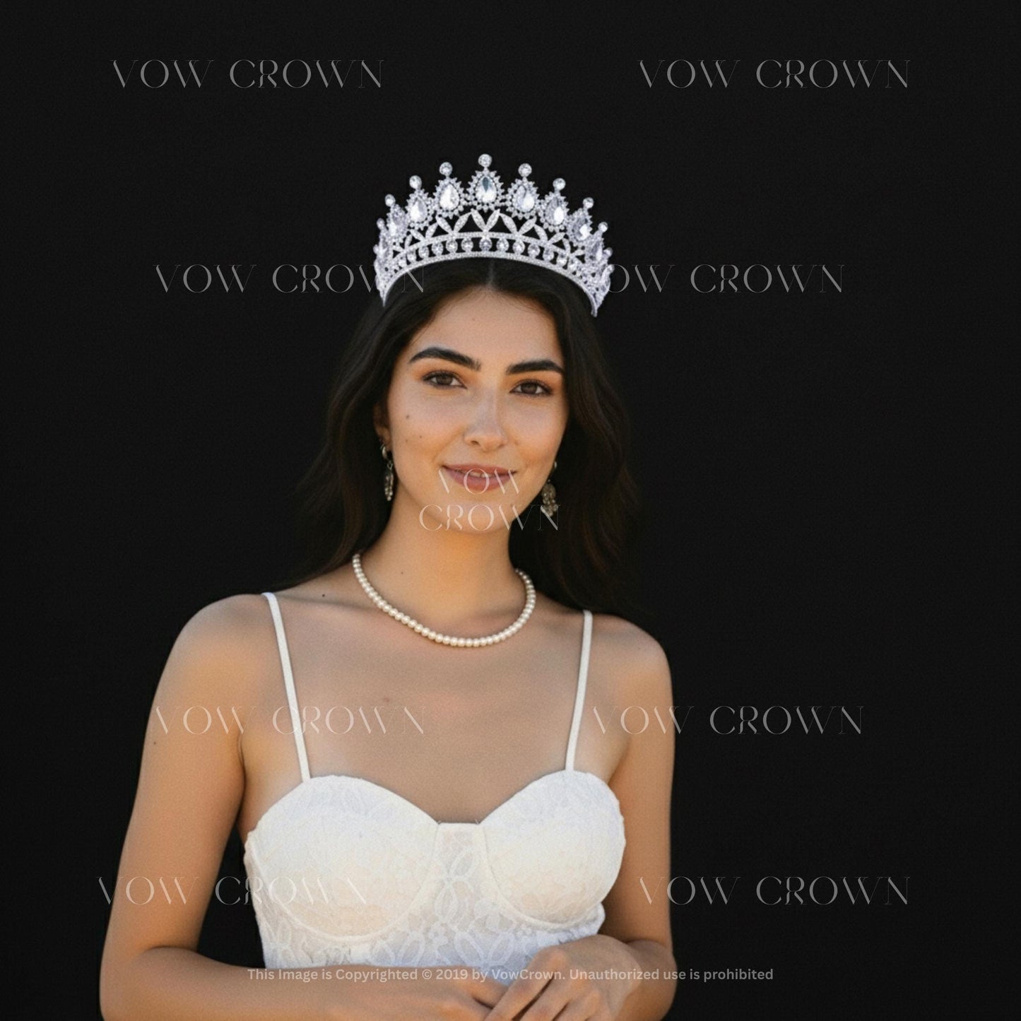 Luxury Silver Teardrop Crystal Bridal Tiara | Classic Wedding Crown | Elegant Rhinestone Princess Headpiece