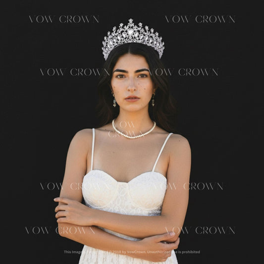 Luxury Silver Crystal Bridal Tiara Crown | Vintage Baroque Wedding Headpiece | Queen Princess Rhinestone Tiara