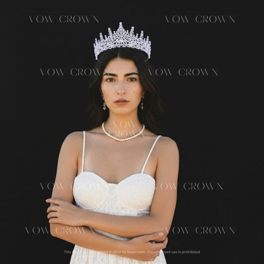 Luxury Silver Crystal Bridal Tiara Crown | Vintage Rhinestone Princess Wedding Headpiece | Royal Queen Pageant Crown