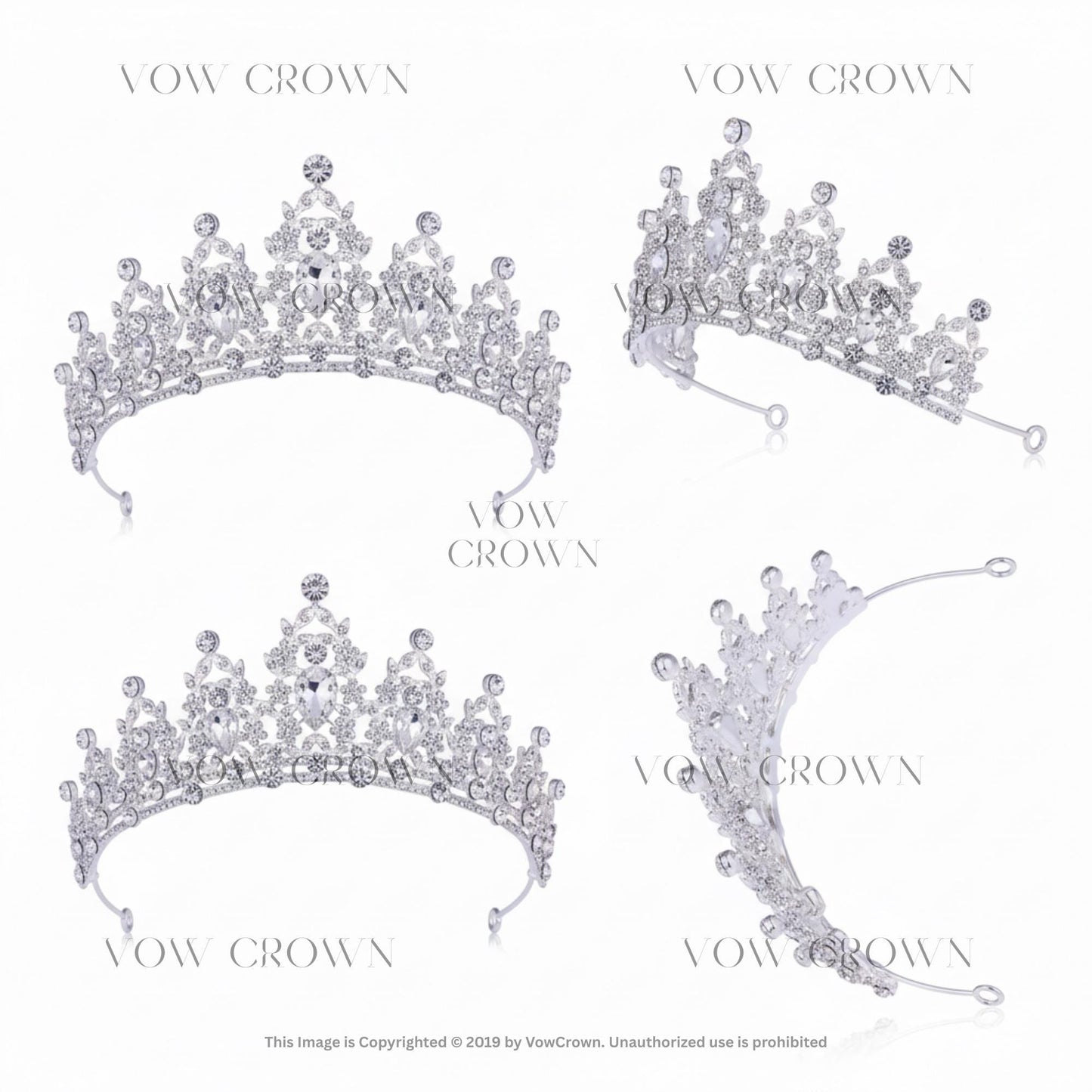 Luxury Silver Crystal Bridal Tiara | Teardrop Rhinestone Wedding Crown | Royal Princess Queen Headpiece