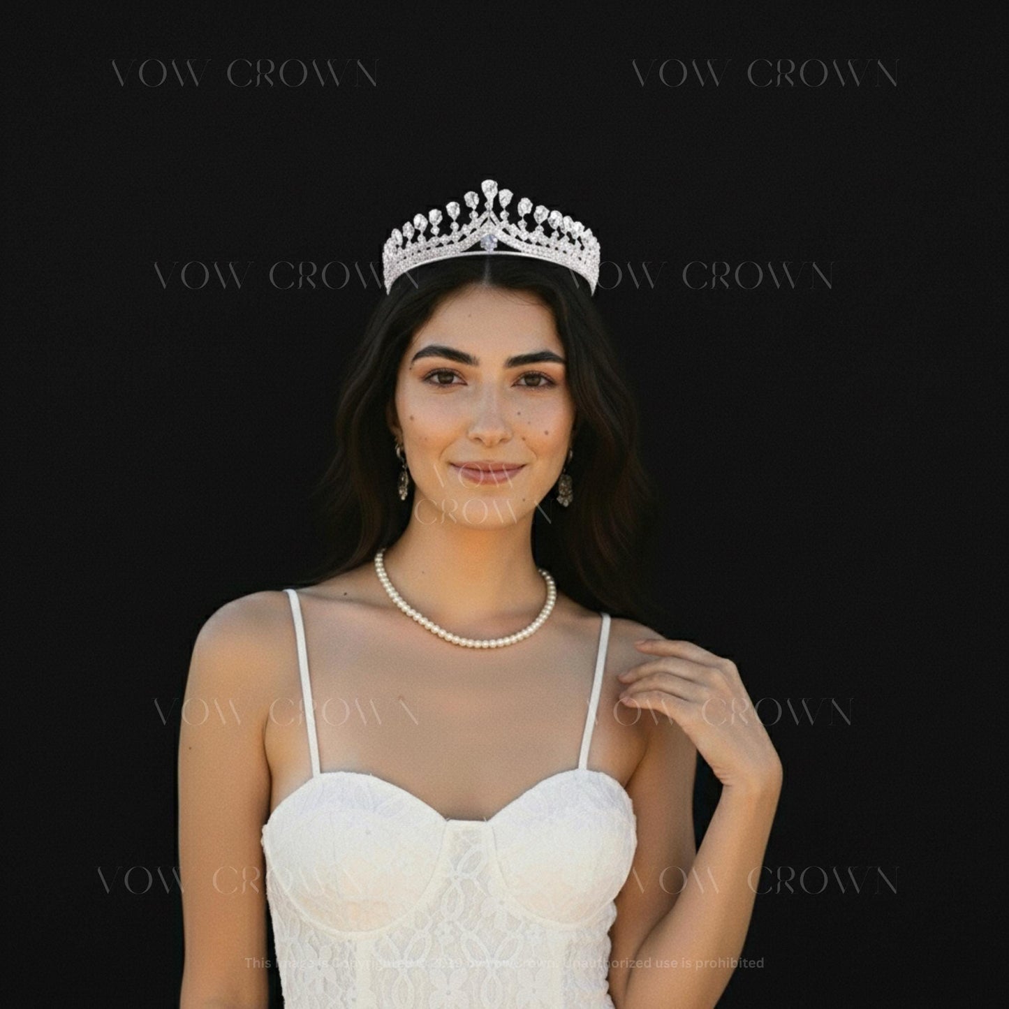 Crystal Wedding Tiara Crown | Silver Bridal Tiara with Pear Cut Stones | Royal Princess Crown | Luxury Bridal Headpiece | Queen Hair Jewelry