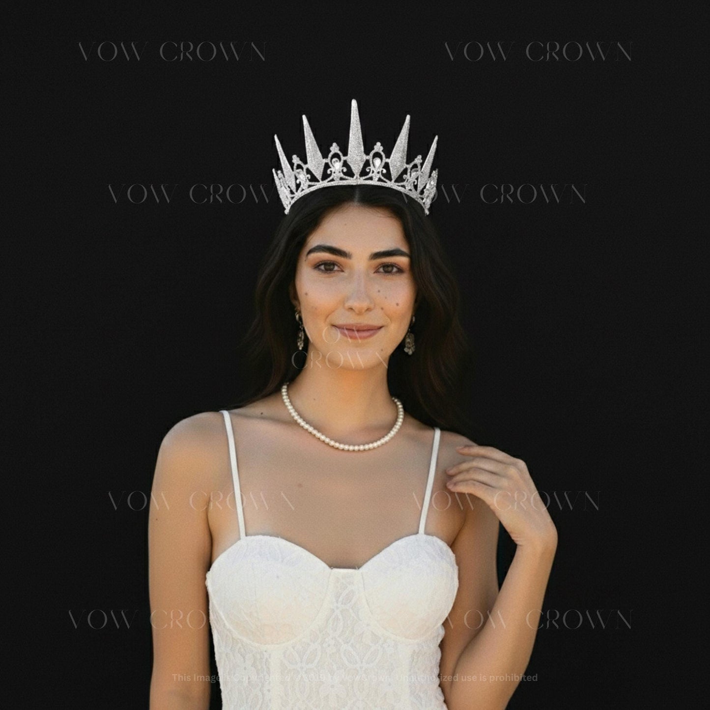 Tall Spike Crystal Silver Royal Queen Crown | Gothic Wedding Tiara | Luxury Pageant Crown | Dramatic Princess Headpiece