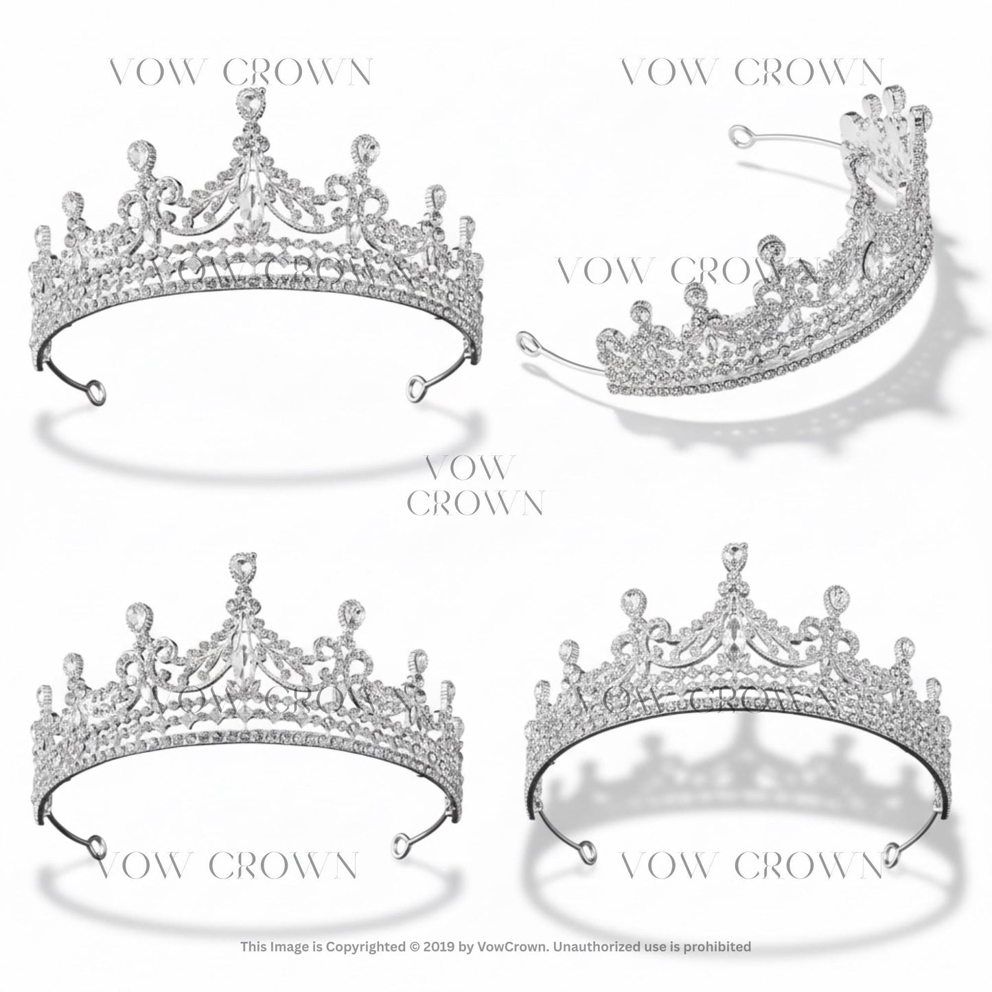 Classic Crystal Queen Crown | Silver Wedding Tiara with Teardrop Crystal | Royal Bridal Crown | Luxury Princess Headpiece