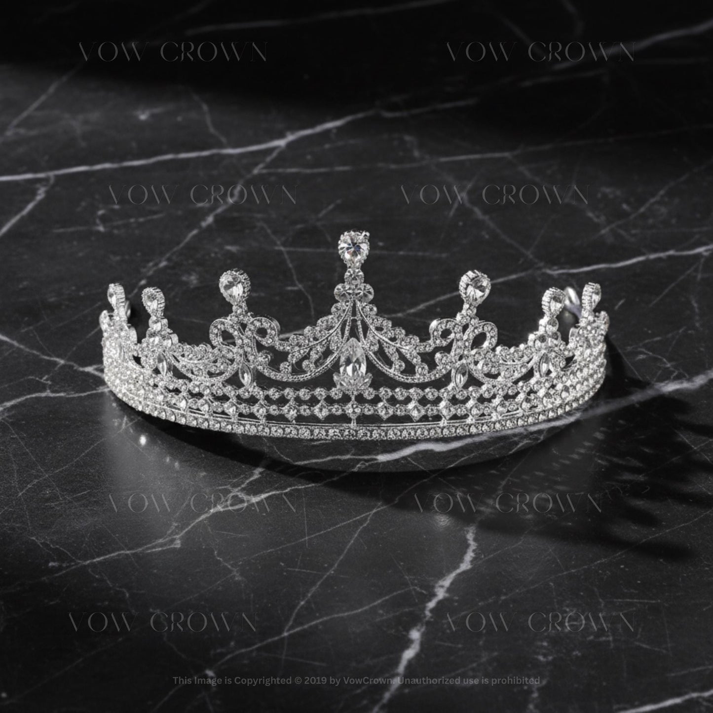 Classic Crystal Queen Crown | Silver Wedding Tiara with Teardrop Crystal | Royal Bridal Crown | Luxury Princess Headpiece