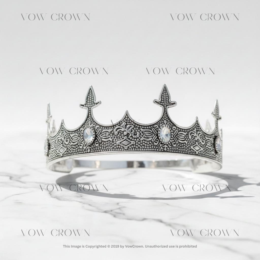 Antique Silver King Crown | Medieval Renaissance Cosplay Tiara