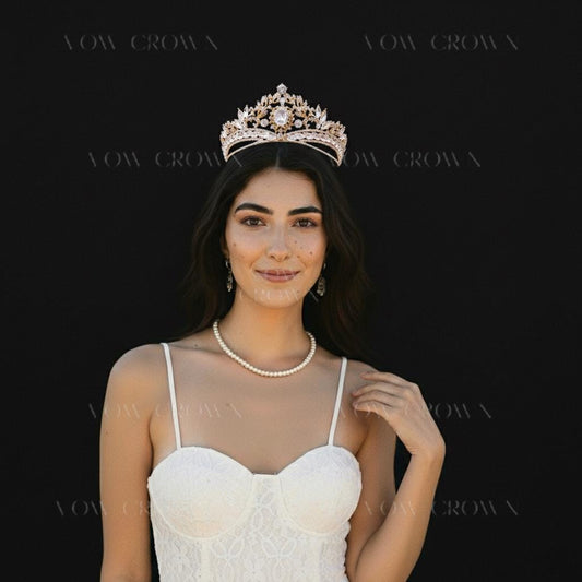 Gold Crystal Bridal Tiara | Vintage Baroque Rhinestone Crown