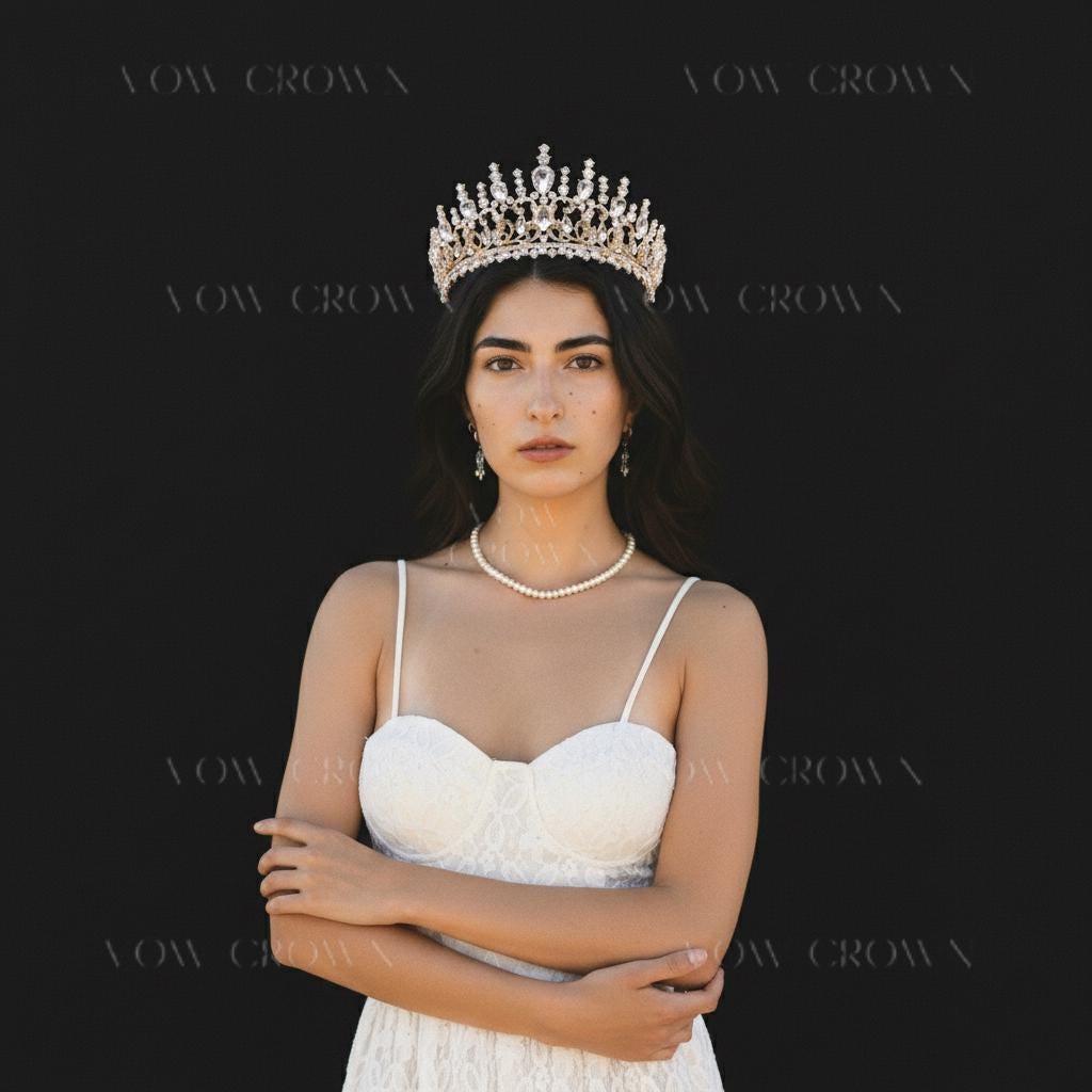 Gold Baroque Bridal Tiara | Pear-Cut Crystal Rhinestone Crown