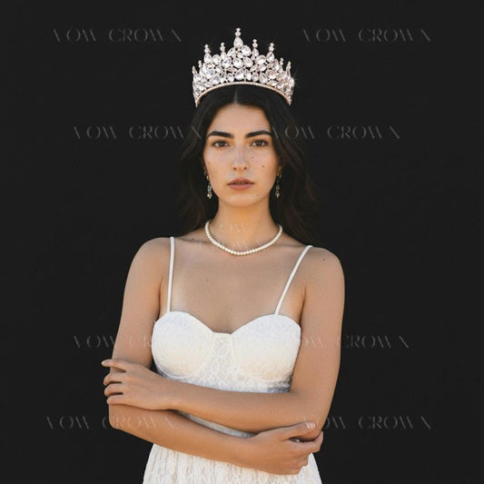 Gold Pear Crystal Bridal Tiara | Rhinestone Princess Crown