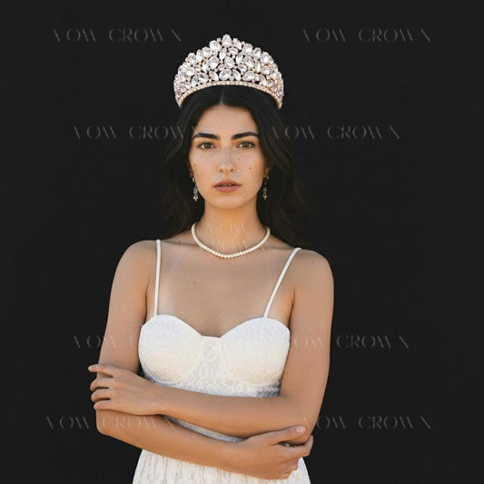 Gold Crystal Bridal Tiara | Baroque Rhinestone Princess Crown