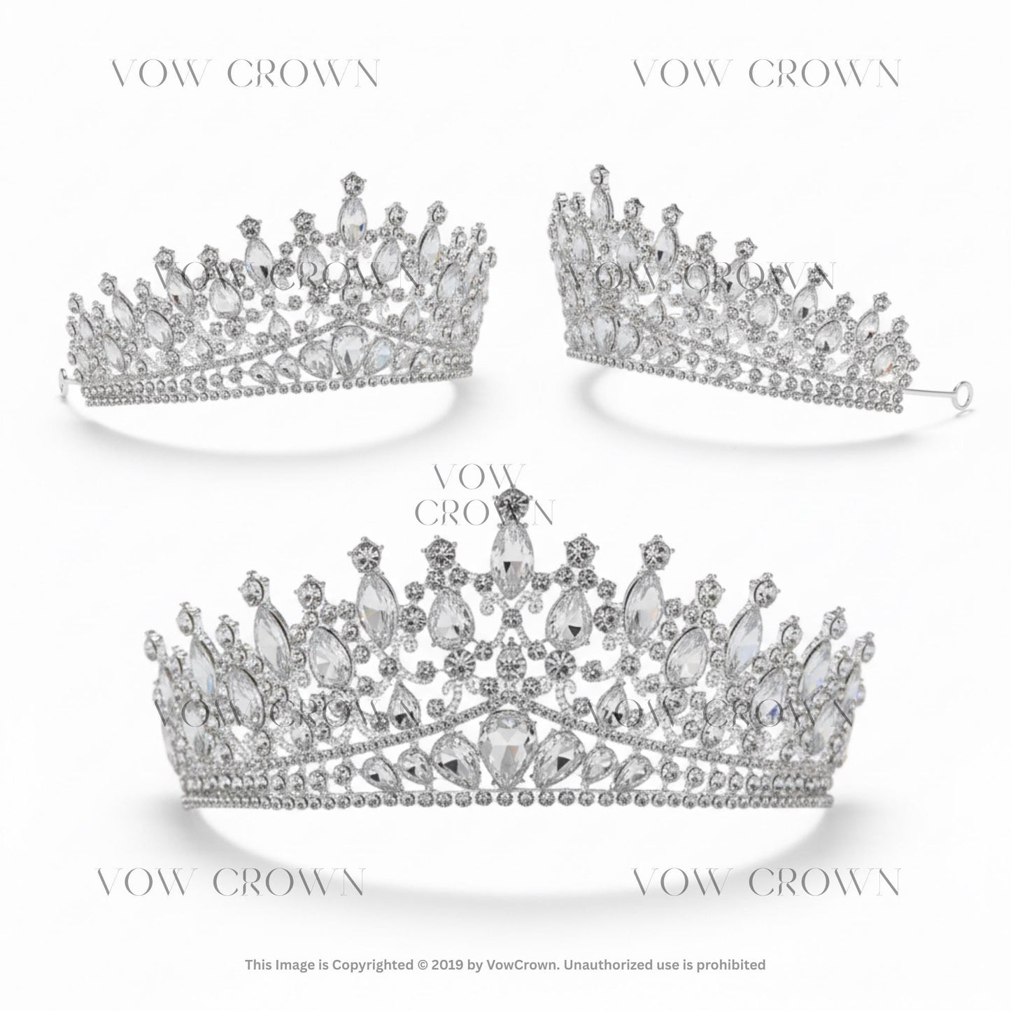 Luxury Silver Crystal Bridal Tiara Crown | Elegant Rhinestone Wedding Headpiece | Queen Princess Prom Diadem