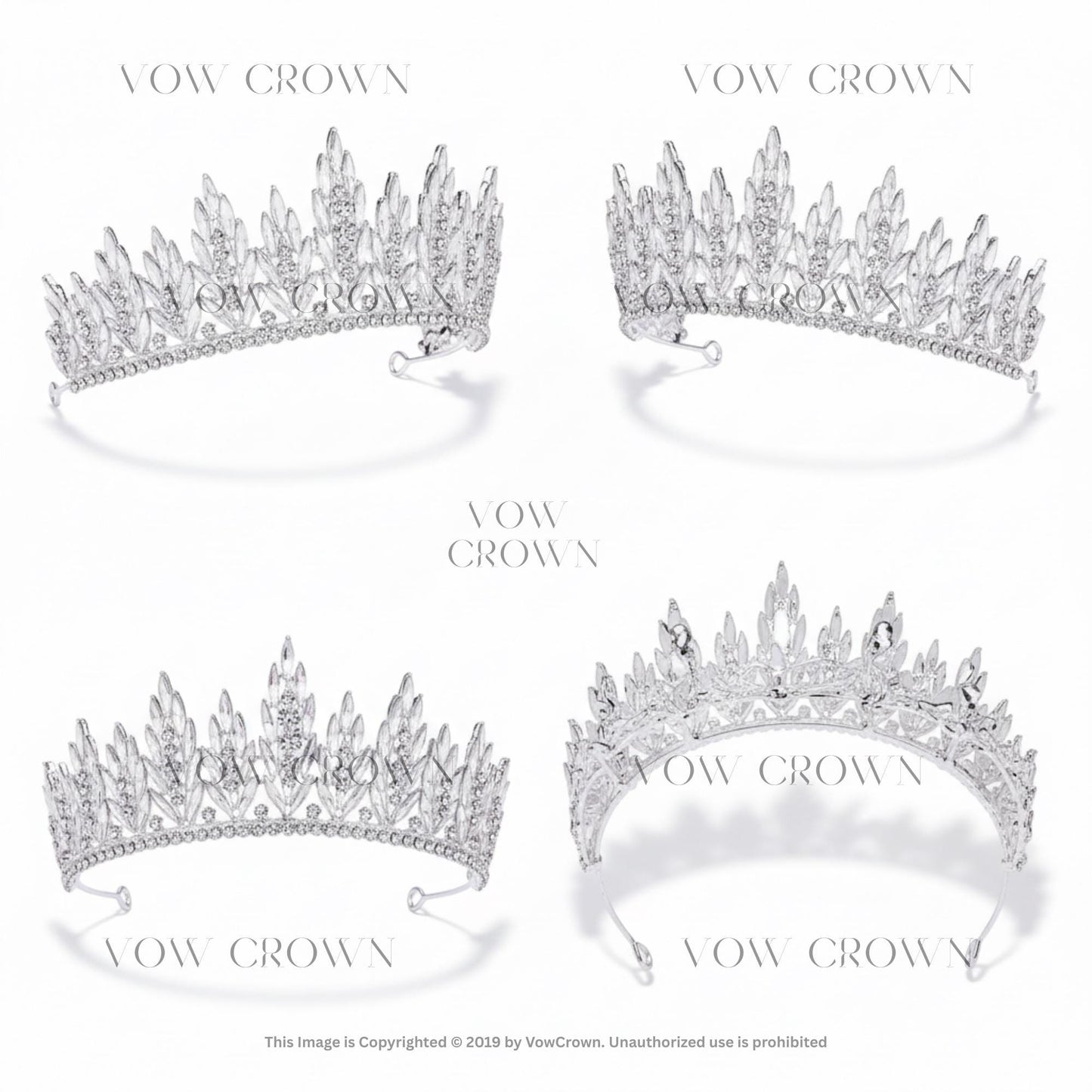 Luxury Silver Crystal Bridal Tiara | Tall Princess Wedding Crown | Sparkling Rhinestone Queen Diadem