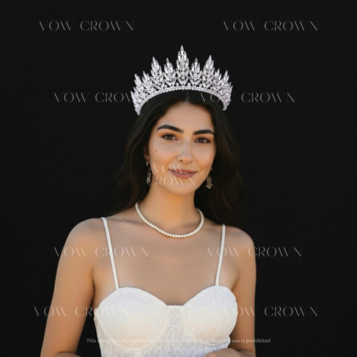 Luxury Silver Crystal Bridal Tiara | Tall Princess Wedding Crown | Sparkling Rhinestone Queen Diadem