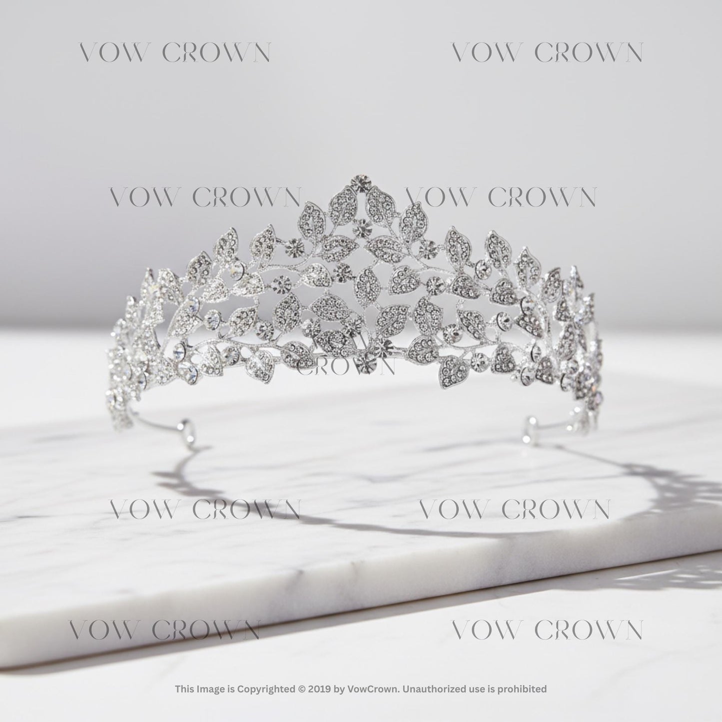 Silver Leaf Crystal Bridal Tiara | Elegant Vine Wedding Crown | Nature Inspired Rhinestone Princess Headpiece