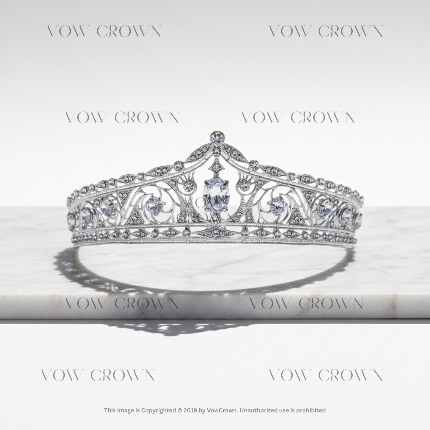 Vintage Silver Crystal Bridal Tiara | Art Deco Wedding Crown | Elegant Rhinestone Princess Headpiece