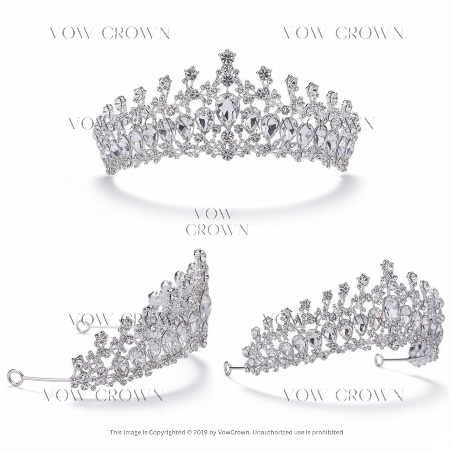 Luxury Silver Crystal Bridal Tiara Crown | Vintage Baroque Wedding Headpiece | Queen Princess Rhinestone Tiara