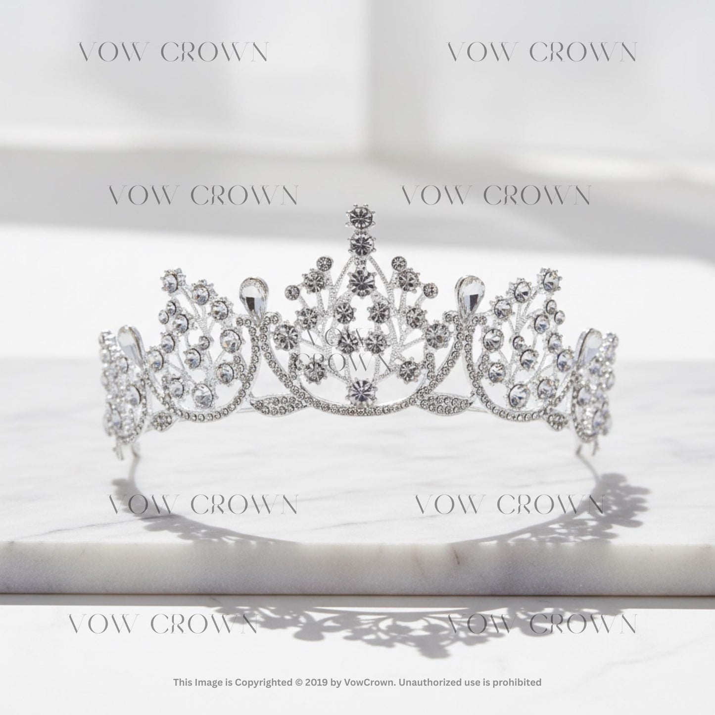 Luxury Silver Crystal Bridal Tiara Crown | Vintage Royal Wedding Headpiece | Princess Queen Tiara