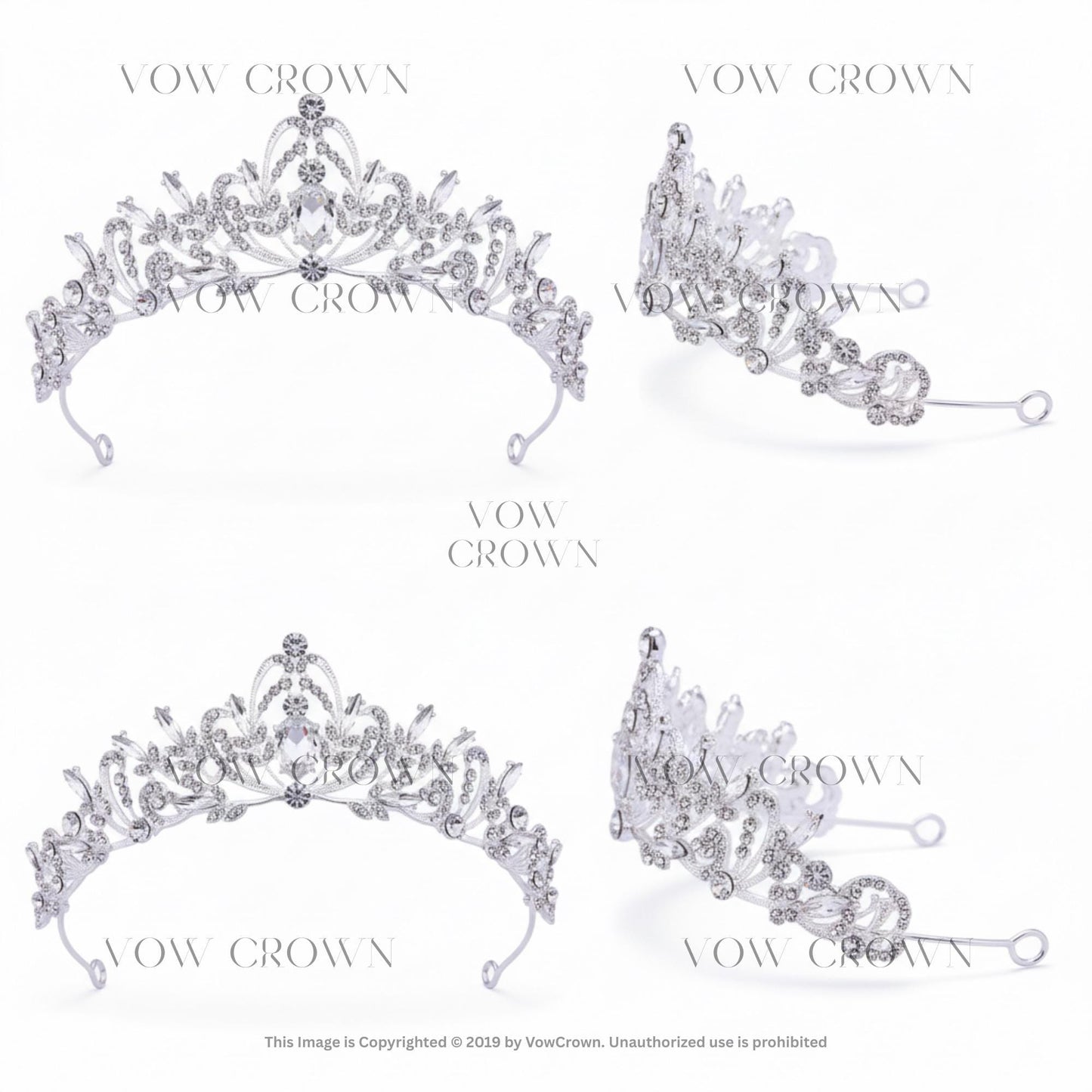 Luxury Silver Crystal Bridal Tiara | Elegant Vintage Wedding Crown | Royal Princess Rhinestone Headpiece