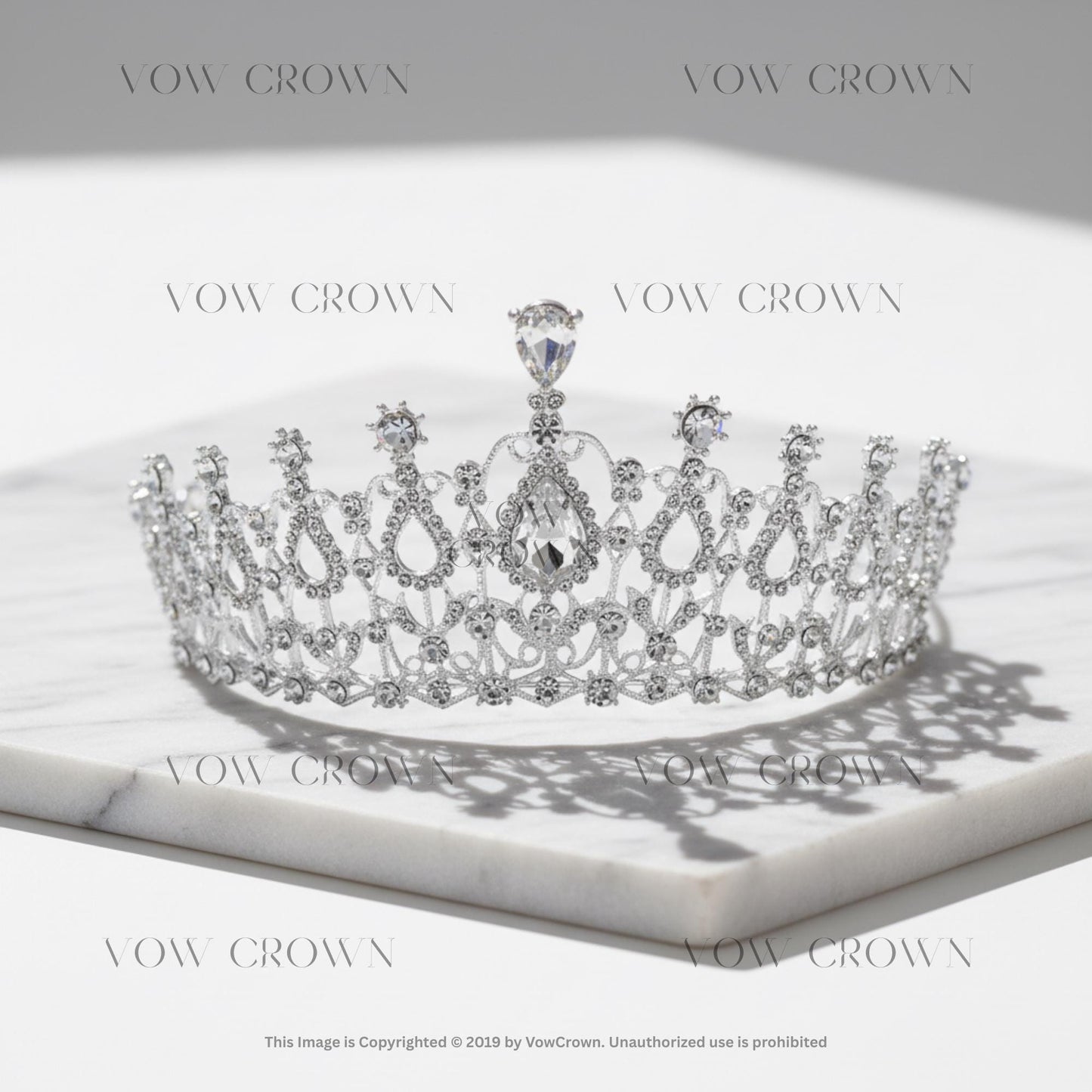 Luxury Silver Crystal Bridal Tiara | Teardrop Rhinestone Wedding Crown | Vintage Princess Queen Headpiece