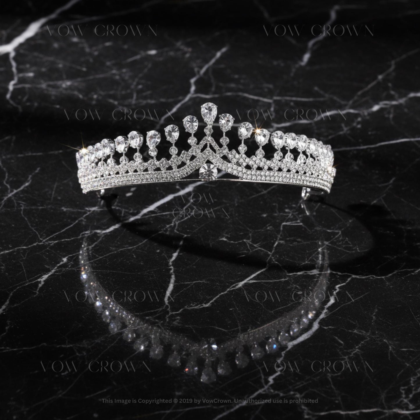 Crystal Wedding Tiara Crown | Silver Bridal Tiara with Pear Cut Stones | Royal Princess Crown | Luxury Bridal Headpiece | Queen Hair Jewelry