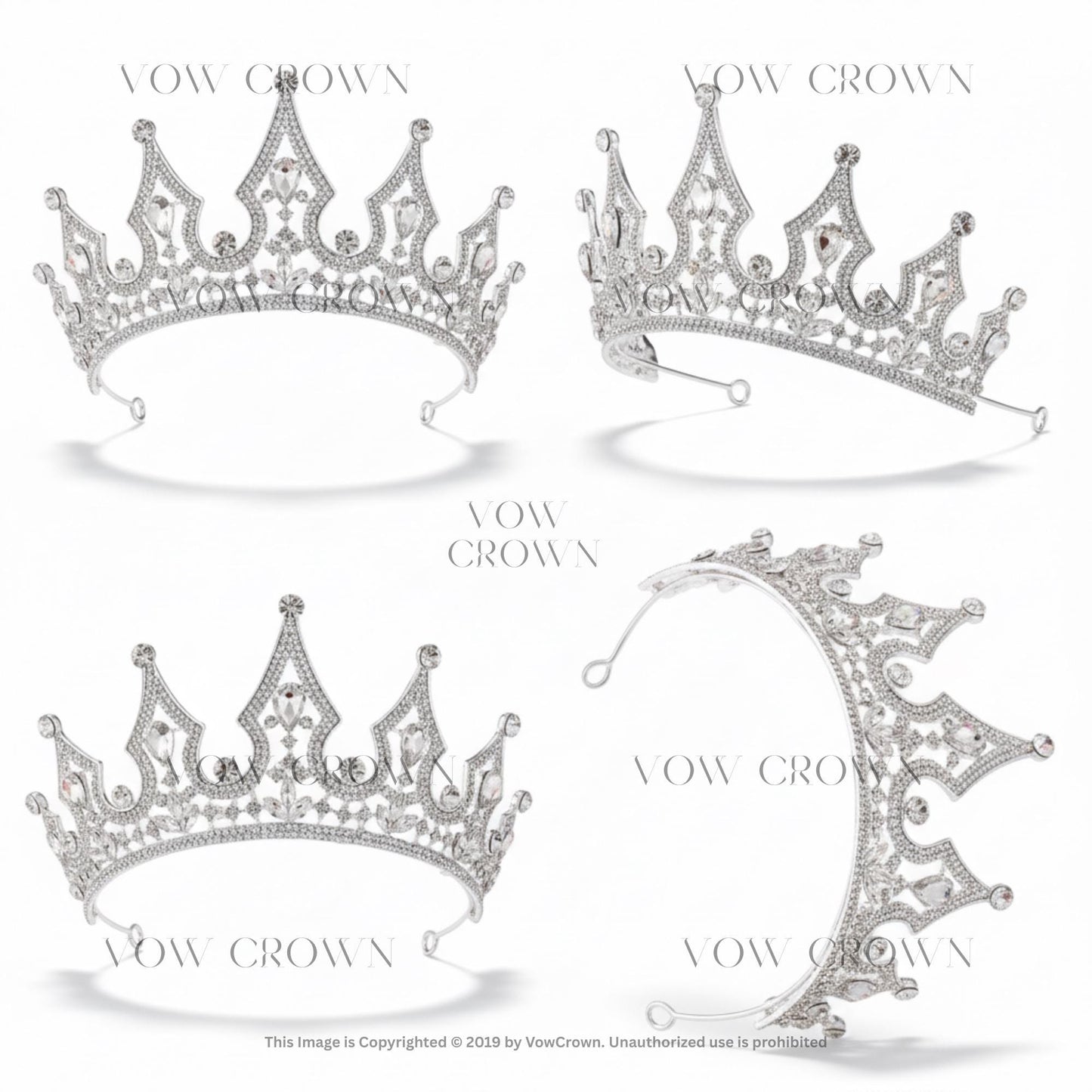 Royal Crystal Queen Crown | Silver Wedding Crown Tiara | Princess Bridal Vintage Luxury Crystal Headpiece | Pageant Crown