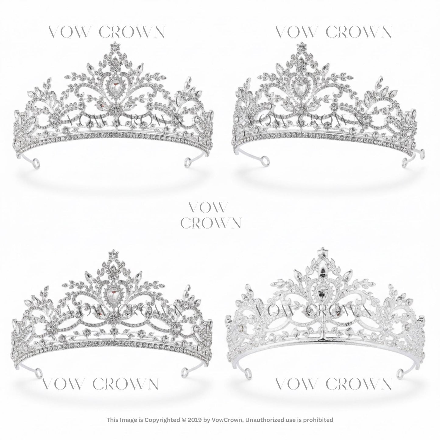 Luxury Crystal Bridal Tiara Crown | Silver Wedding Crown with Leaf Design | Royal Vintage Tiara | Princess Bridal Queen Crown