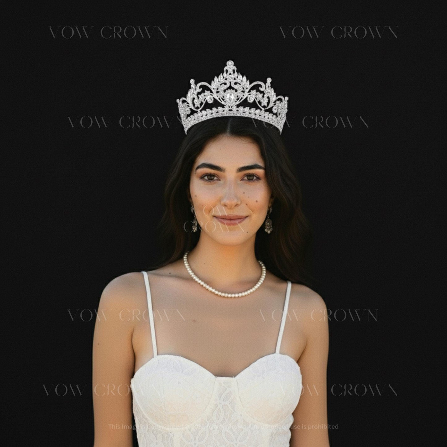 Royal Crystal Bridal Tiara | Silver Wedding Crown with Floral Design | Luxury Vintage Princess Tiara | Queen Bridal Headpiece